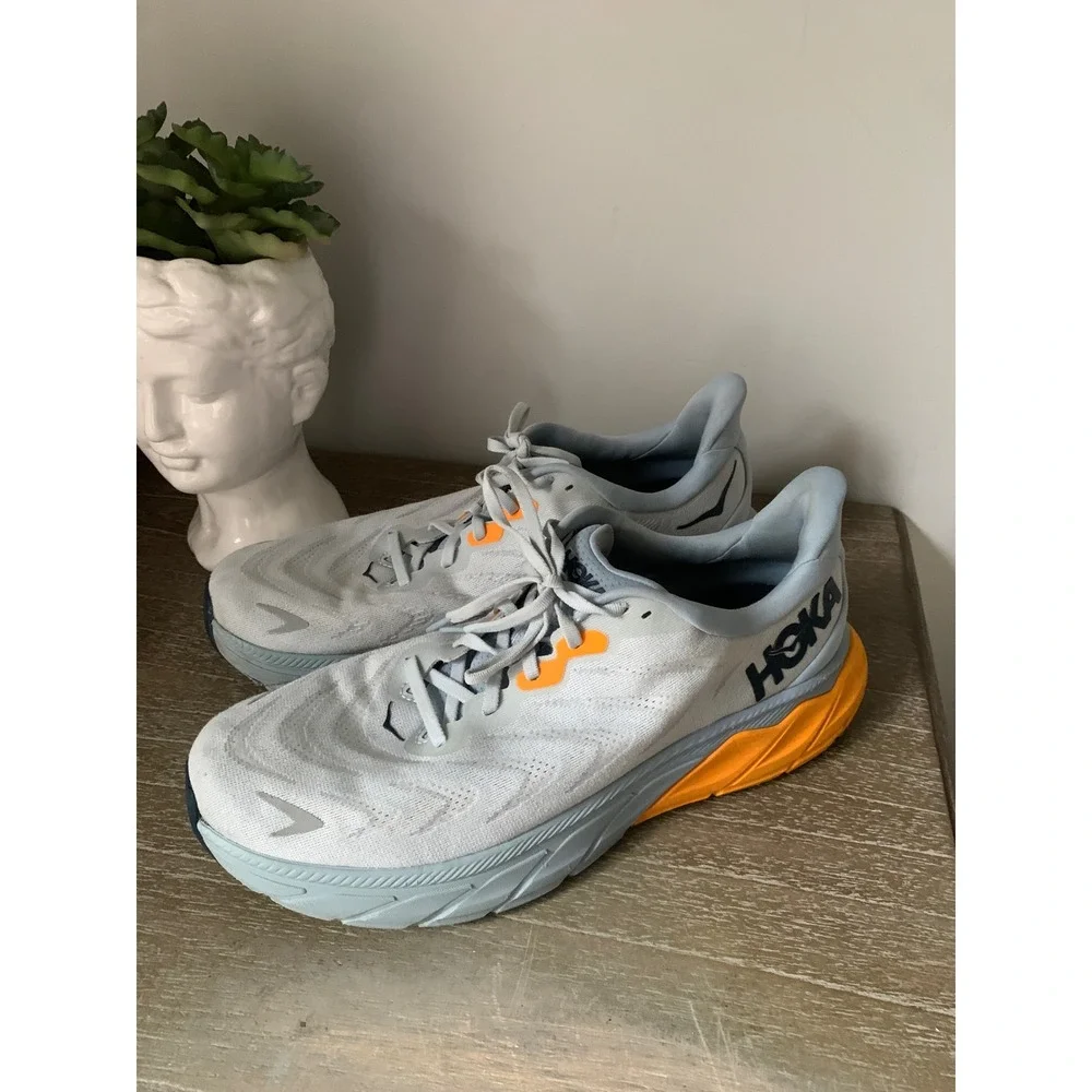 Hoka One One Arahi 6 Mens 11 Plein Air Blue Fog Orange Running Shoes 1123194